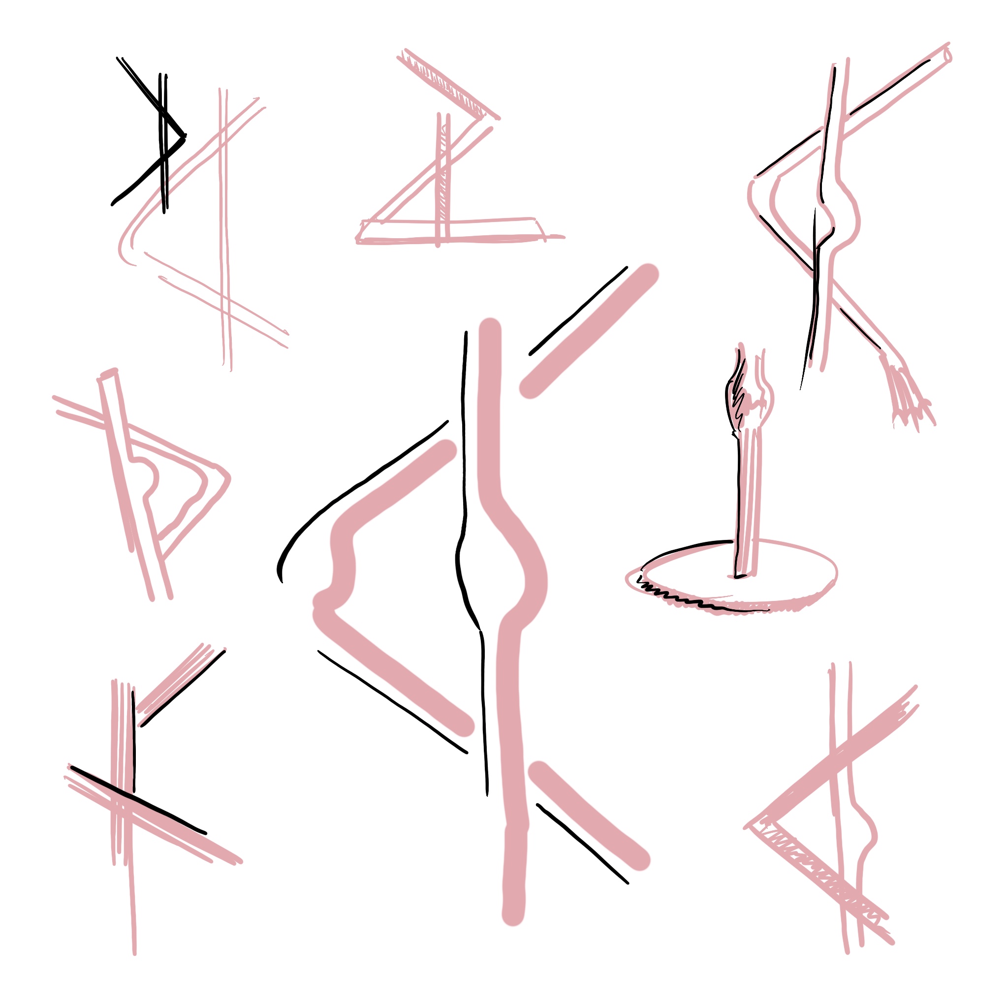 Croquis de recherche du soliflore Flamingo.